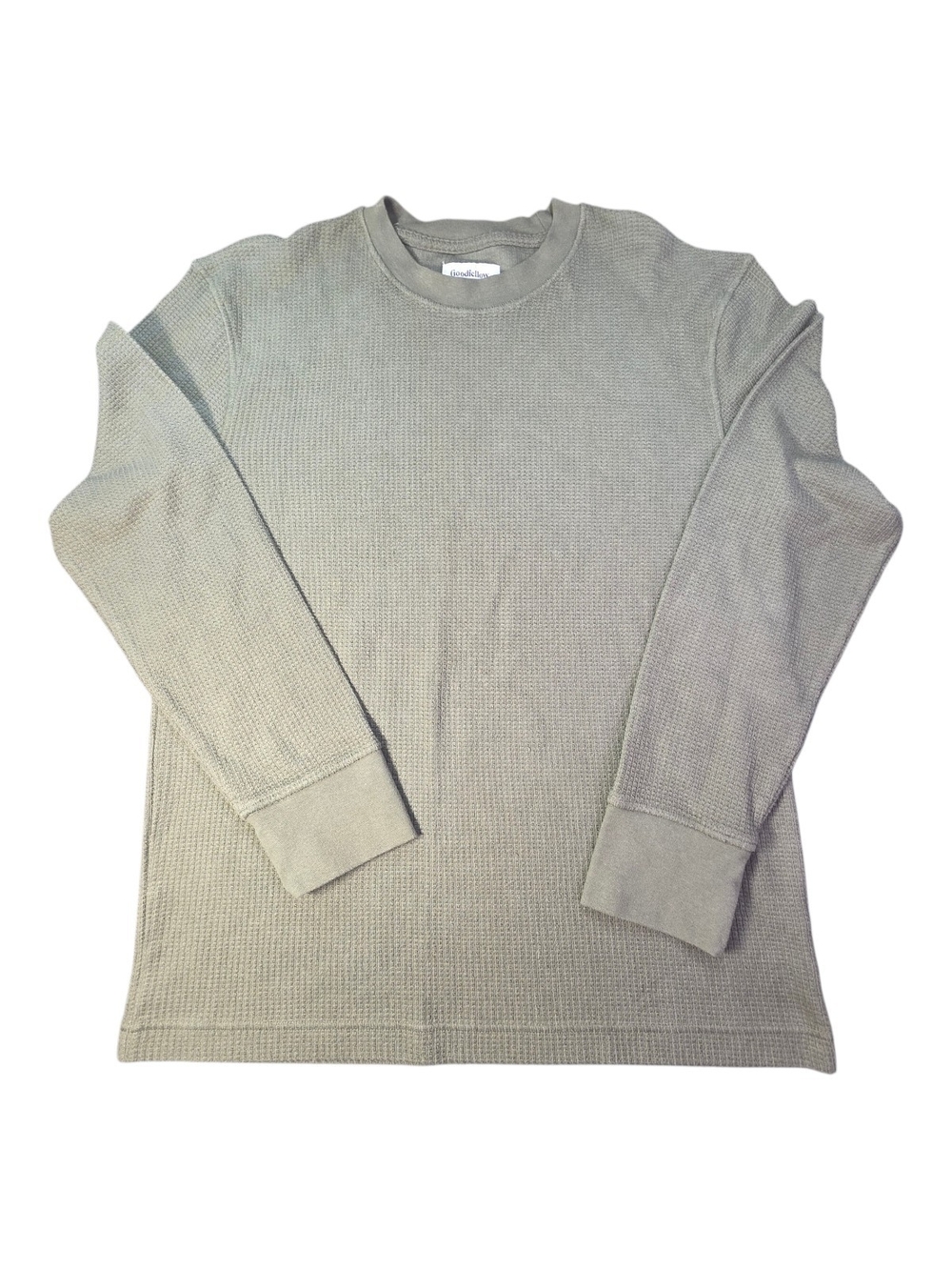 Goodfellow & Co Men’s M Olive Green Waffle Knit Thermal Long Sleeve Crewneck Shi
